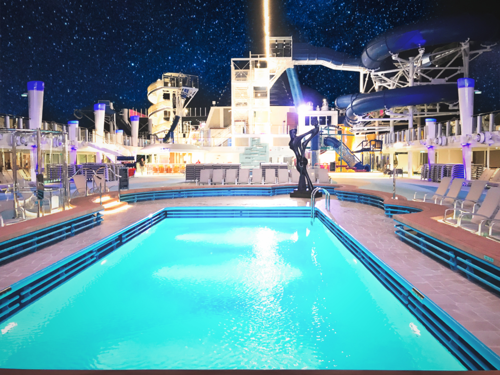 Norwegian Encore pool at night