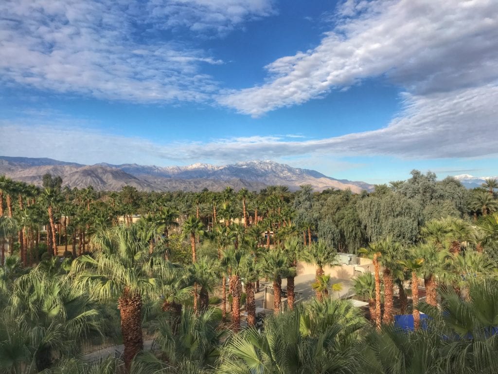 View of San Jacinto Mountains from the Hyatt Regency Indian Wells in California.