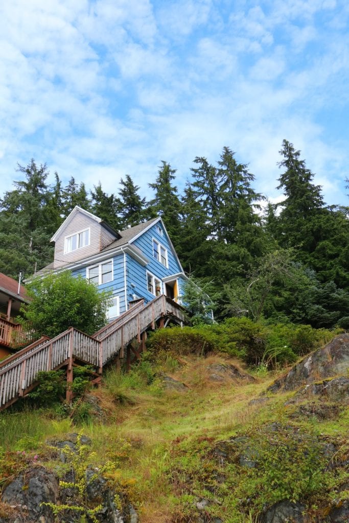 Take note of the houses and steep staircases in Juneau.