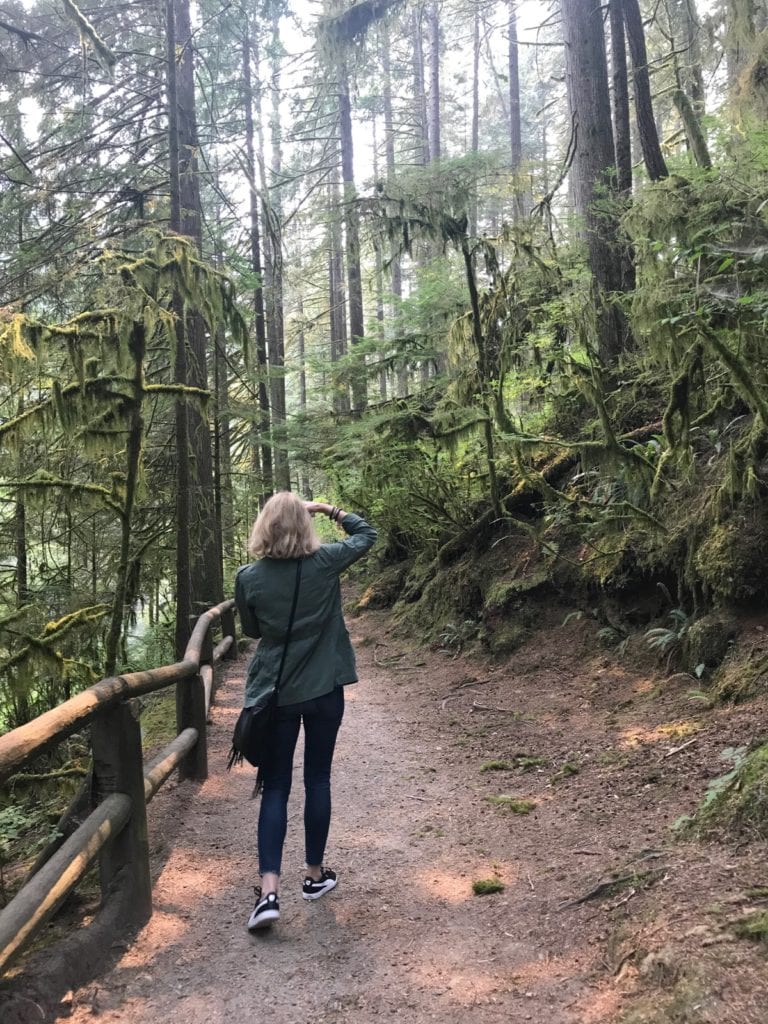 My favorite outfit:  jeans, a lightweight olive colored jacket, and Puma sneakers. I like a cross body bag for travel too. 