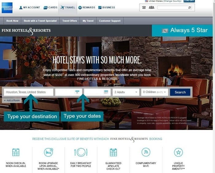 Always5Star American Express Finer Hotels Program Example 2