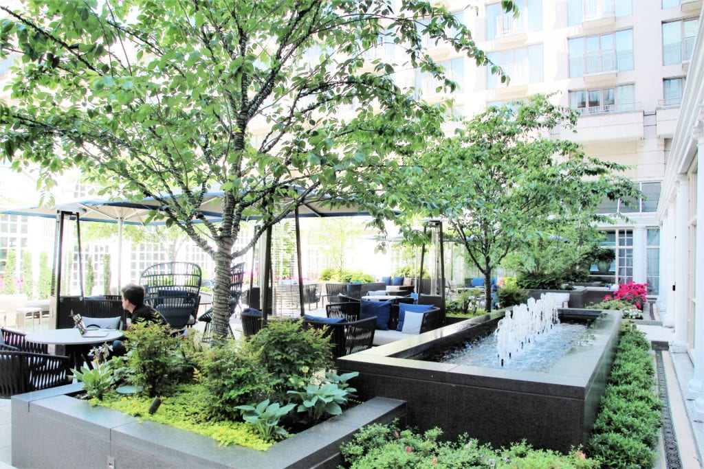 The fountains create a tranquil atmosphere