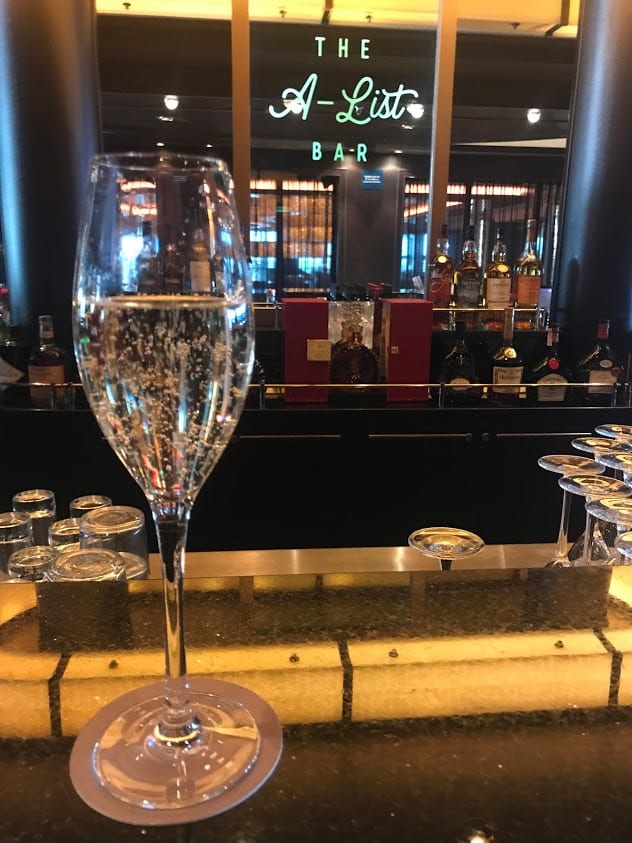 Champagne at the A-List Bar before dinner