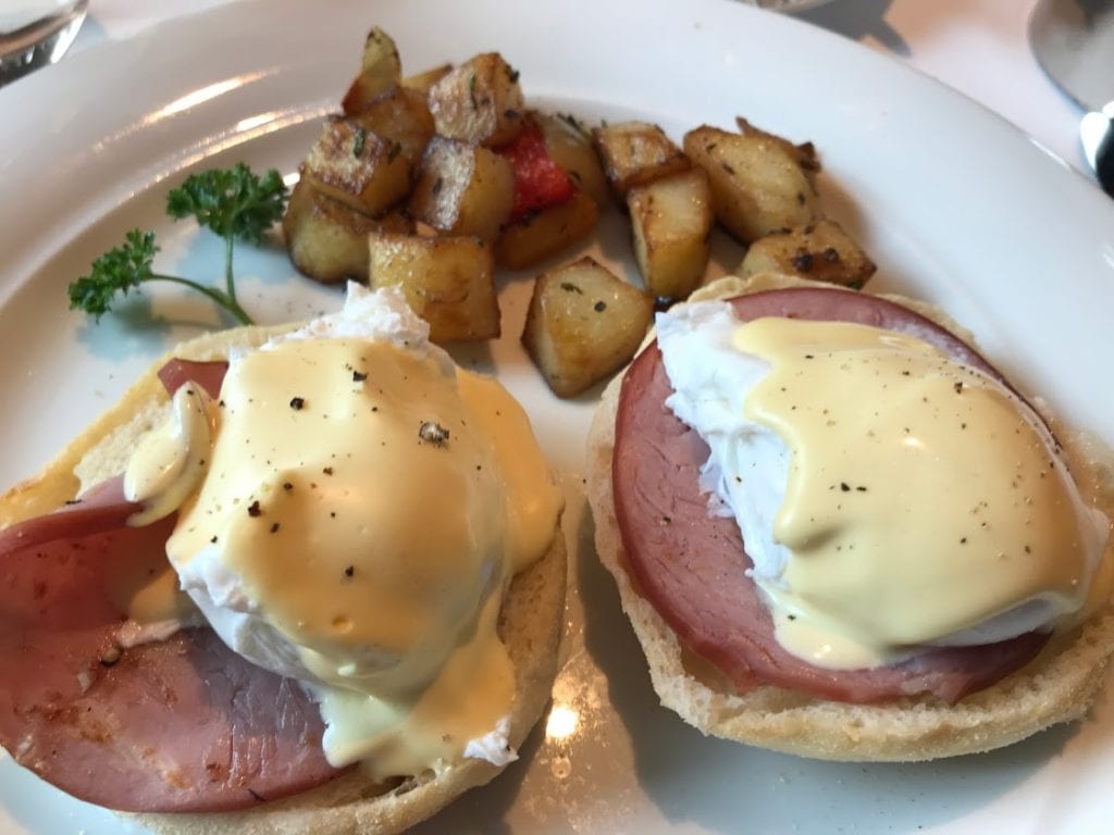 Eggs benedict at breakfast