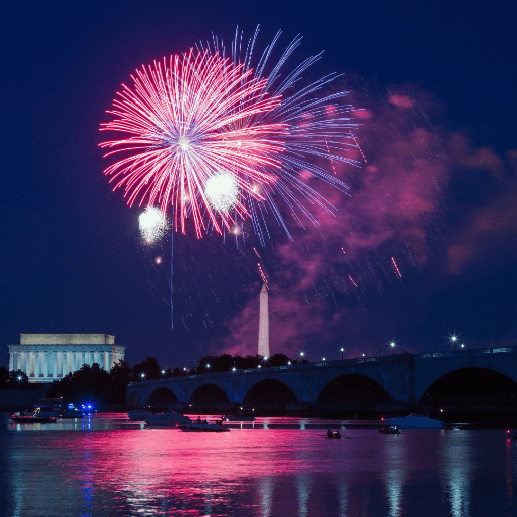 Fireworks display over the Washington Monument