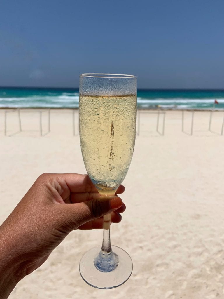 Champagne by the beach at Pelicanos