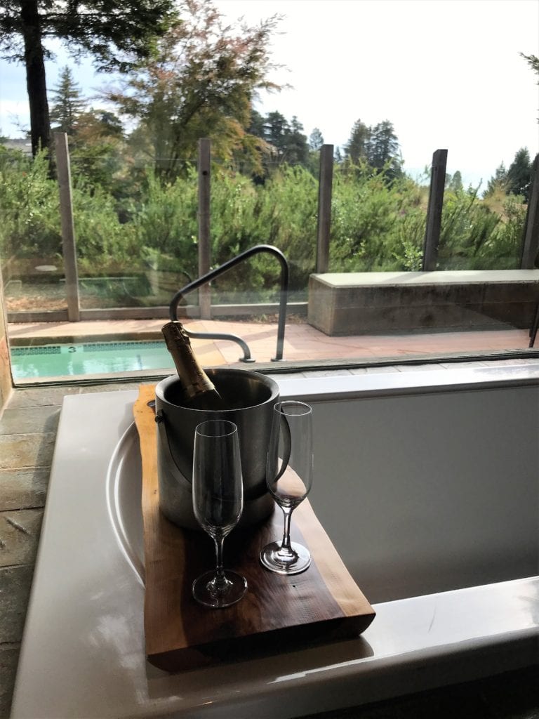 One must always have champagne when enjoying a soaking tub...right?